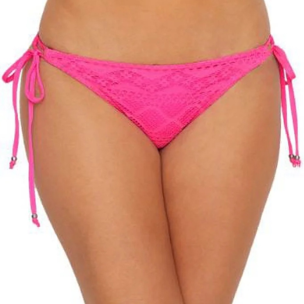 NWT Freya side tie neon pink eyelet lace monochrome bikini bottoms